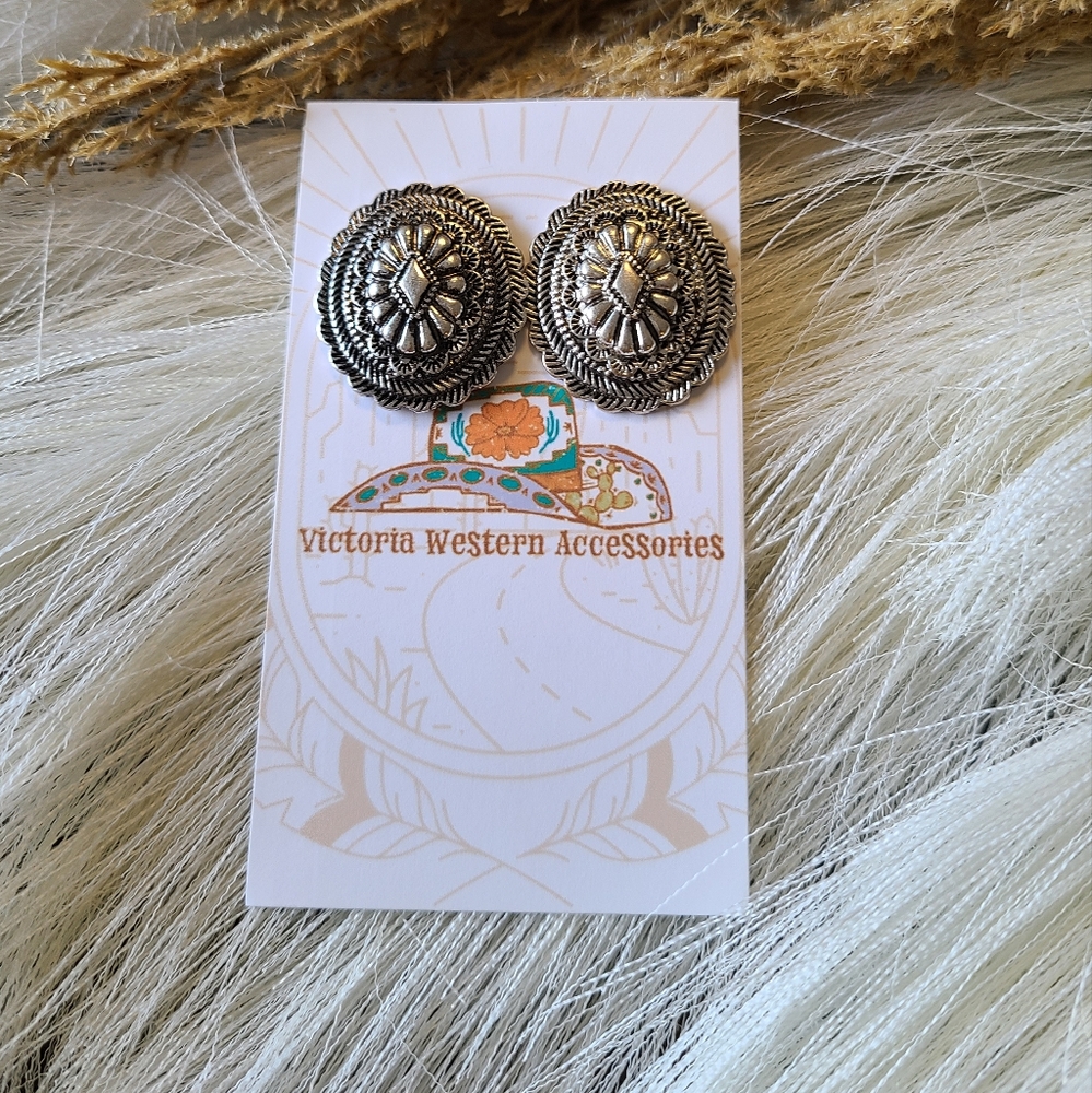 Silver Concho Earrings